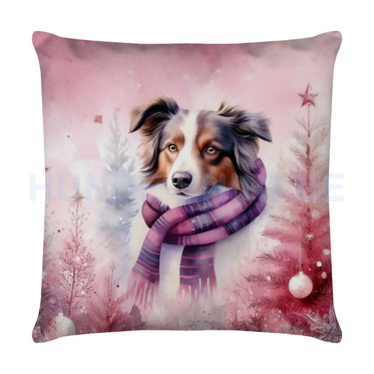 Kissen "Border Collie - Christmas" Weiß – hunde-shirt.de