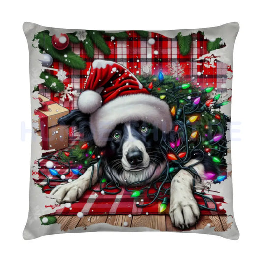 Kissen "Border Collie - Funny Christmas" Weiß – hunde-shirt.de