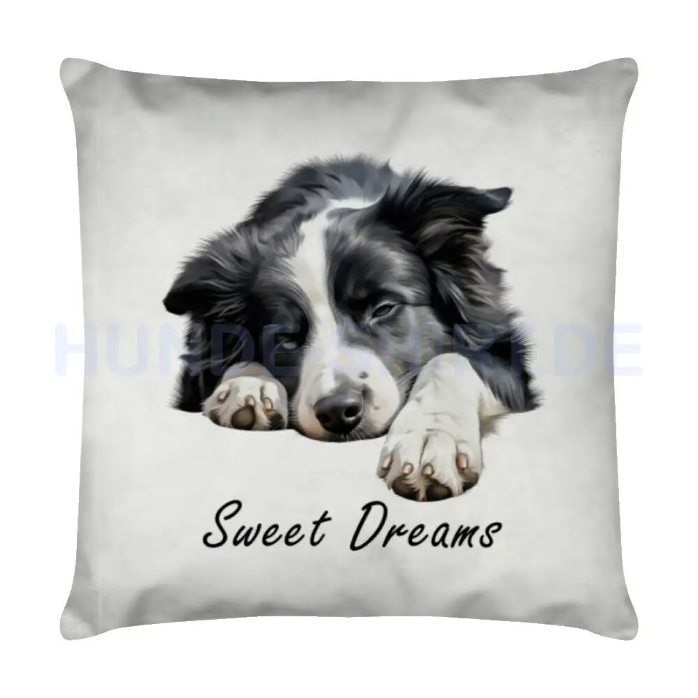 Kissen "Border Collie - Sweet Dreams" Weiß – hunde-shirt.de