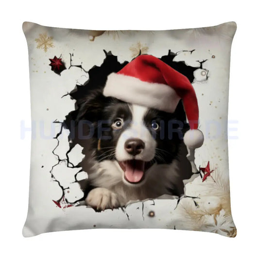 Kissen "Border Collie - Weihnachten" Weiß – hunde-shirt.de