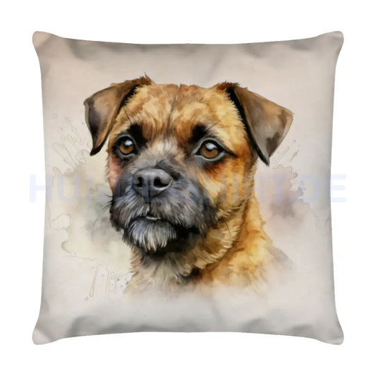 Kissen "Border Terrier Blick" Weiß – hunde-shirt.de