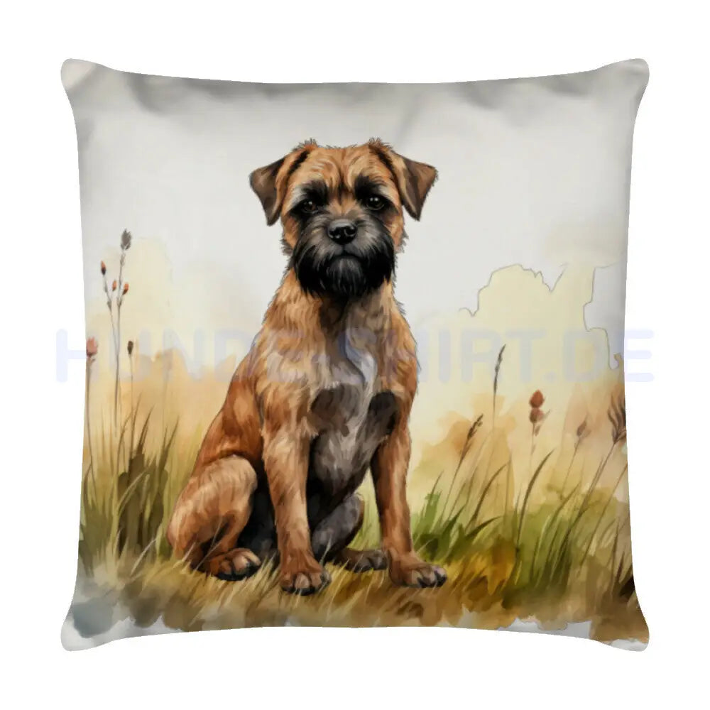 Kissen "Border Terrier - Natur" Weiß – hunde-shirt.de