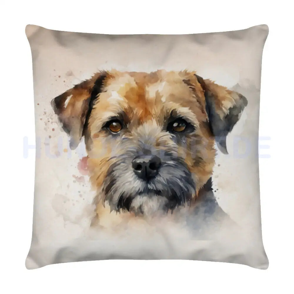 Kissen "Border Terrier Portrait" Weiß – hunde-shirt.de