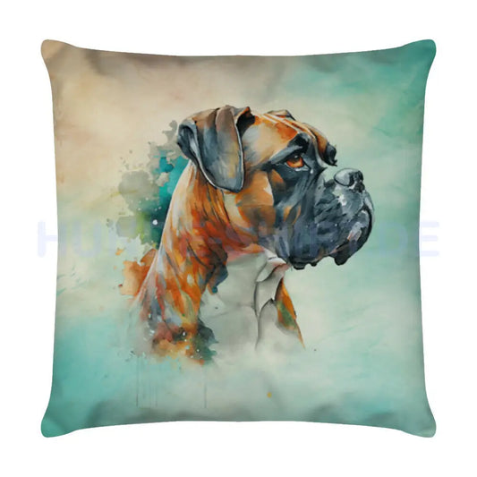 Kissen "Boxer Aquarell" Weiß – hunde-shirt.de