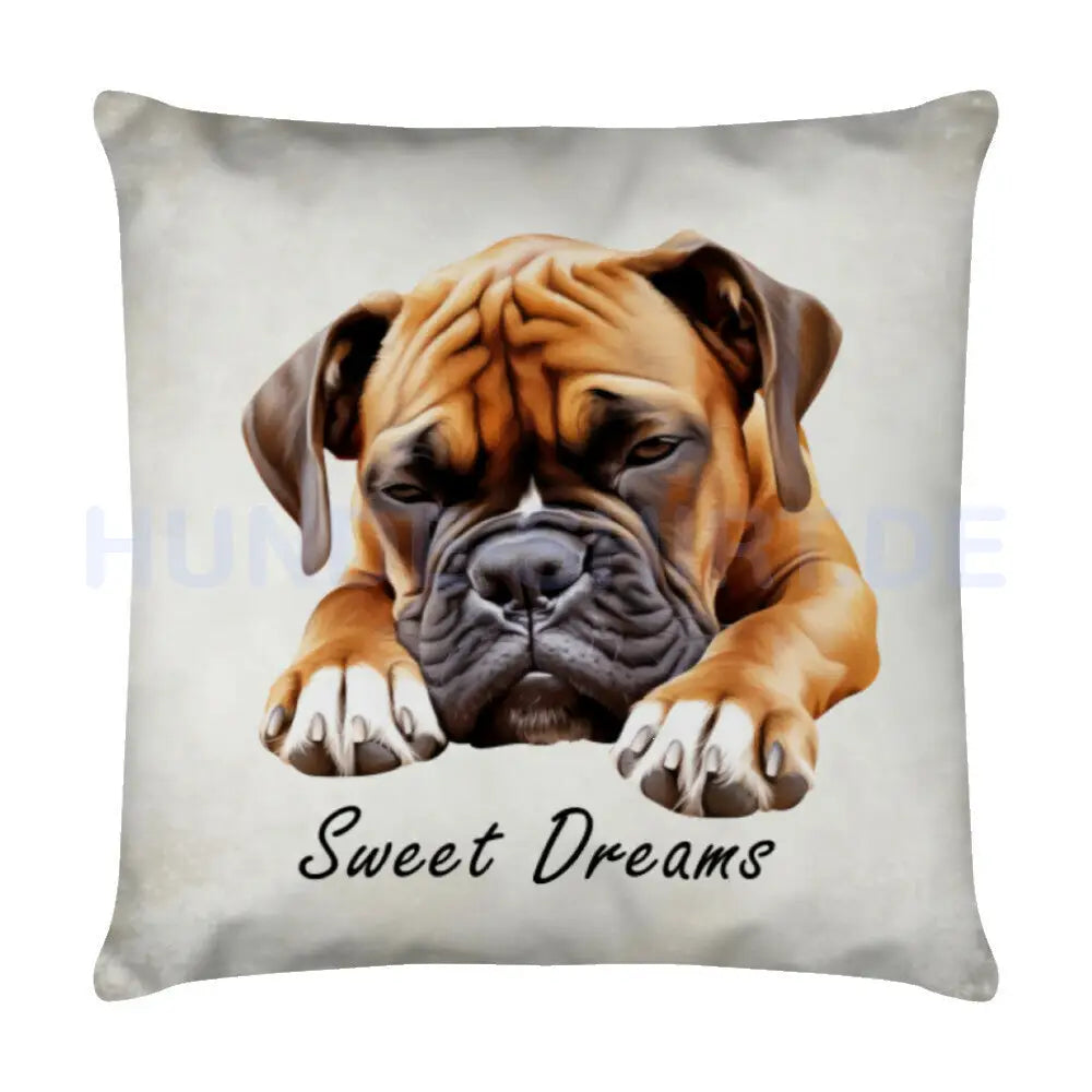 Kissen "Boxer - Sweet Dreams" Weiß – hunde-shirt.de