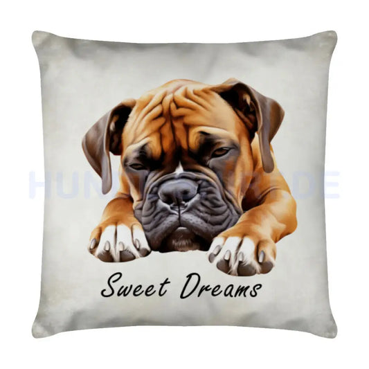 Kissen "Boxer - Sweet Dreams" Weiß – hunde-shirt.de