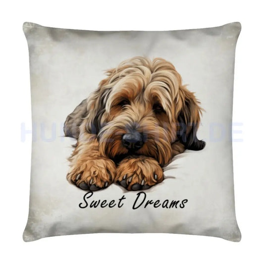 Kissen "Briard - Sweet Dreams" Weiß – hunde-shirt.de