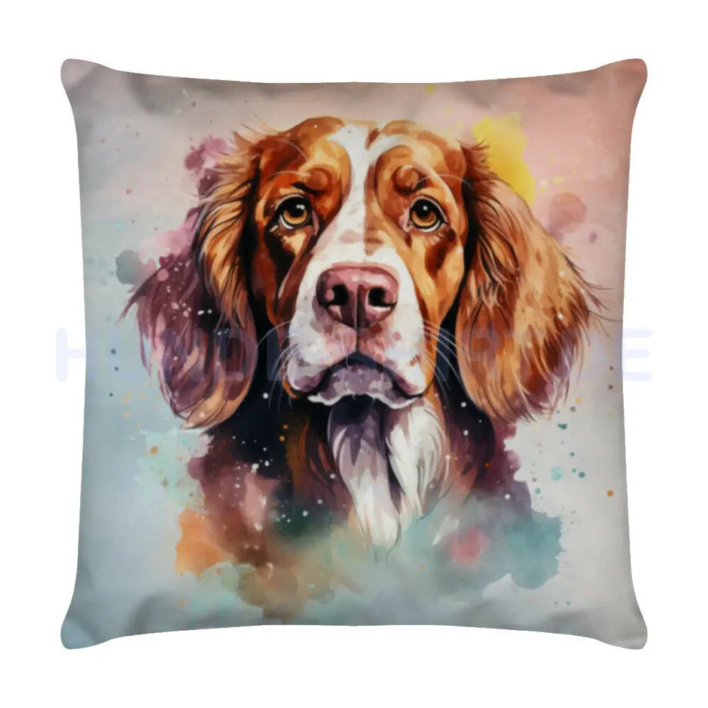 Kissen "Brittany Spaniel - Blick" Weiß – hunde-shirt.de