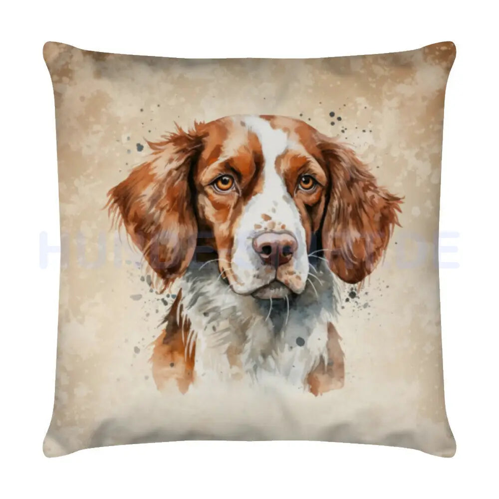 Kissen "Brittany Spaniel Portrait" Weiß – hunde-shirt.de