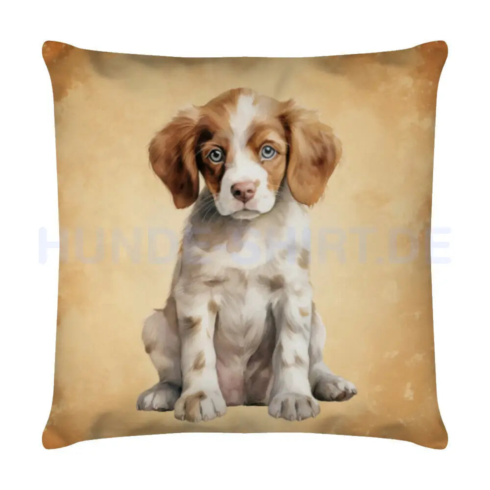 Kissen "Brittany Spaniel - Puppy" Weiß – hunde-shirt.de