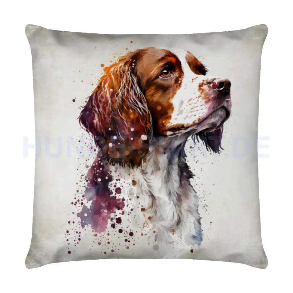 Kissen "Brittany Spaniel - Water" Weiß – hunde-shirt.de