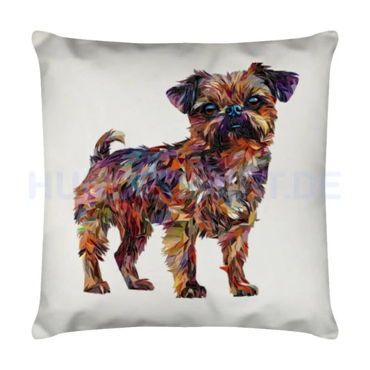 Kissen "Brüsseler Griffon - Art" Weiß – hunde-shirt.de