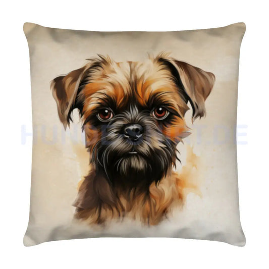 Kissen "Brüsseler Griffon Beige" Weiß – hunde-shirt.de