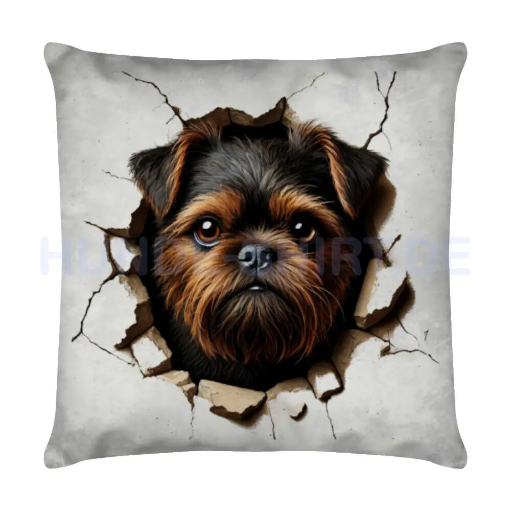 Kissen "Brüsseler Griffon ( dunkel ) - Look" Weiß – hunde-shirt.de