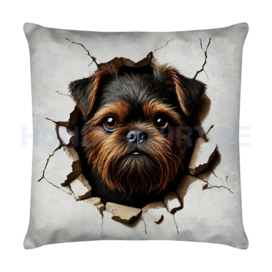 Kissen "Brüsseler Griffon ( dunkel ) - Look" Weiß – hunde-shirt.de