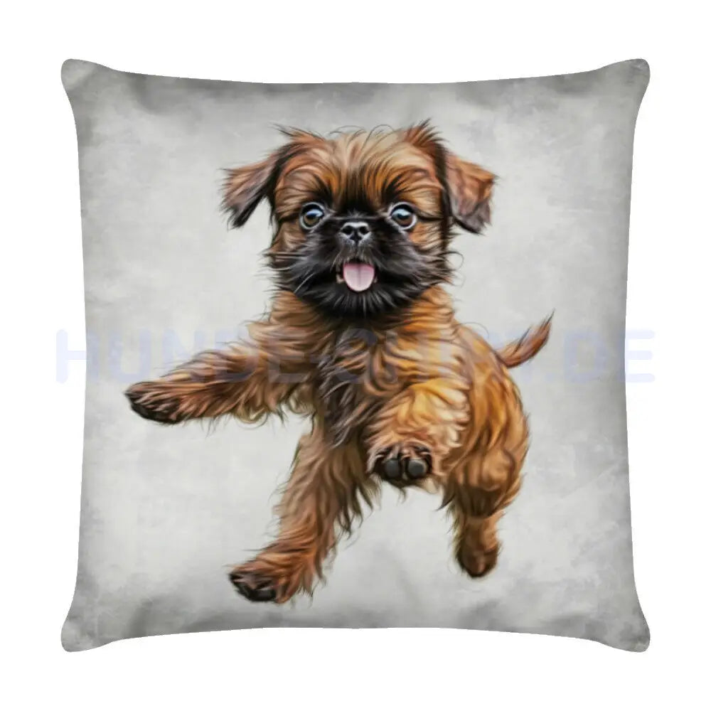 Kissen "Brüsseler Griffon - Jump" Weiß – hunde-shirt.de