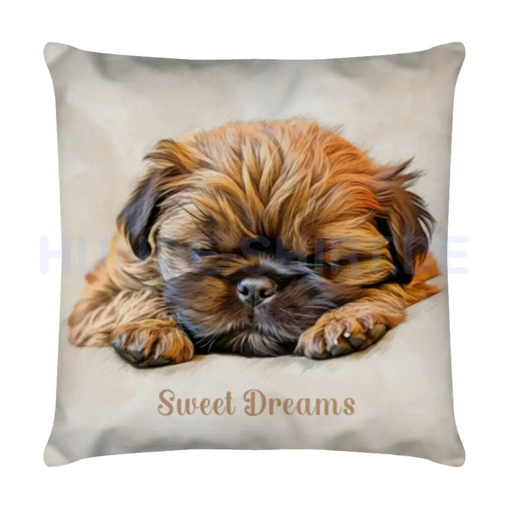 Kissen "Brüsseler Griffon - Sweet Dreams" Weiß – hunde-shirt.de