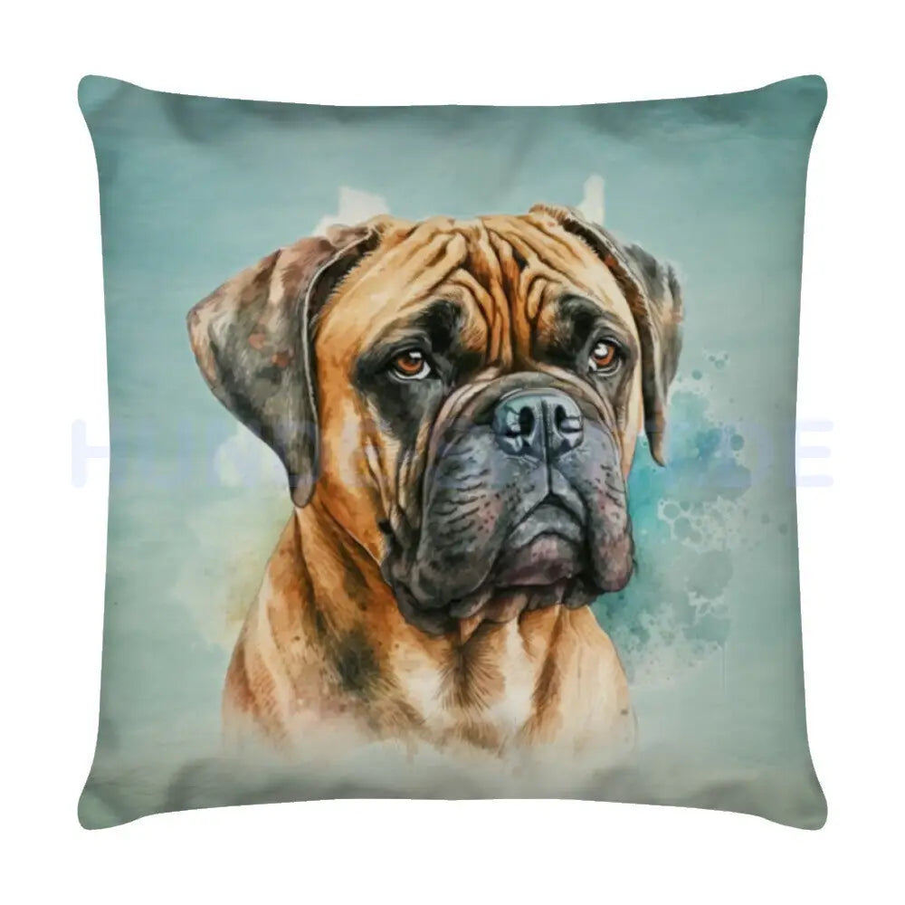 Kissen "Bullmastiff - Blau" Weiß – hunde-shirt.de