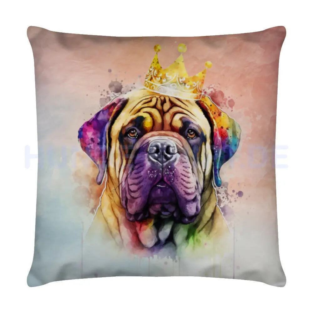 Kissen "Bullmastiff - King" Weiß – hunde-shirt.de