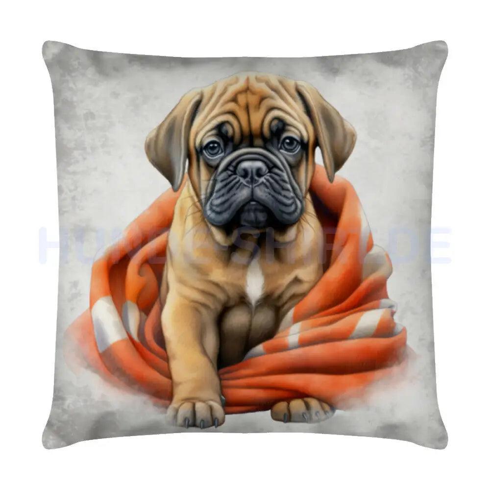 Kissen "Bullmastiff - Kuscheln" Weiß – hunde-shirt.de