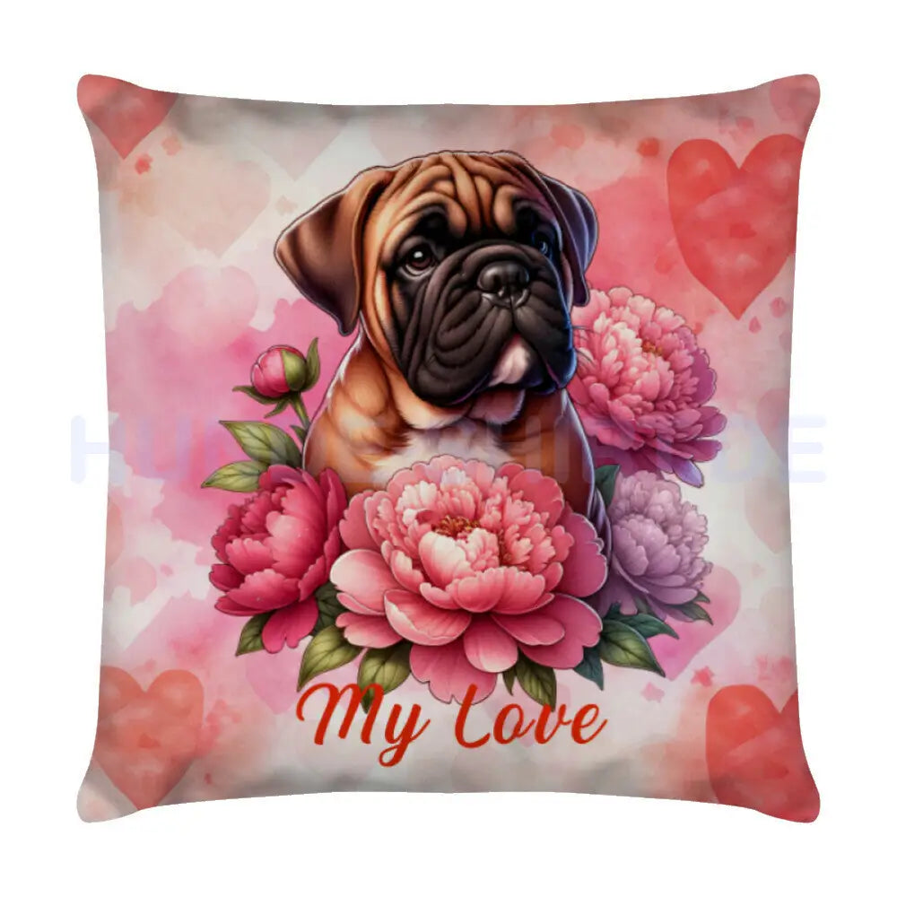 Kissen "Bullmastiff - My love" Weiß – hunde-shirt.de