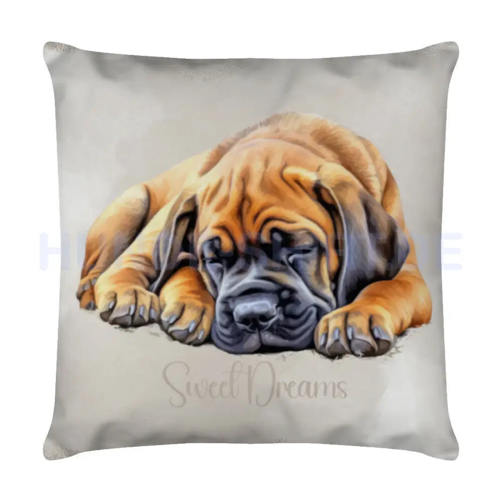 Kissen "Bullmastiff - Sweet Dreams II" Weiß – hunde-shirt.de