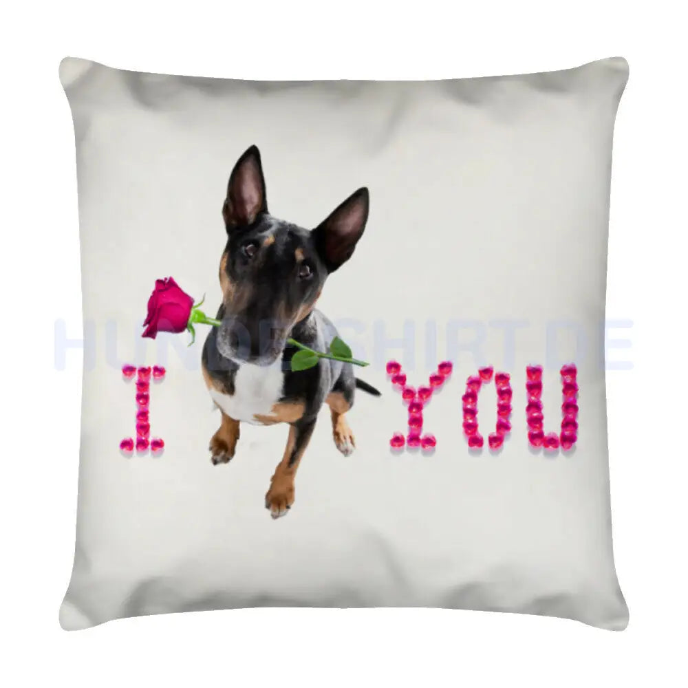 Kissen "Bullterrier - I love You" Weiß – hunde-shirt.de