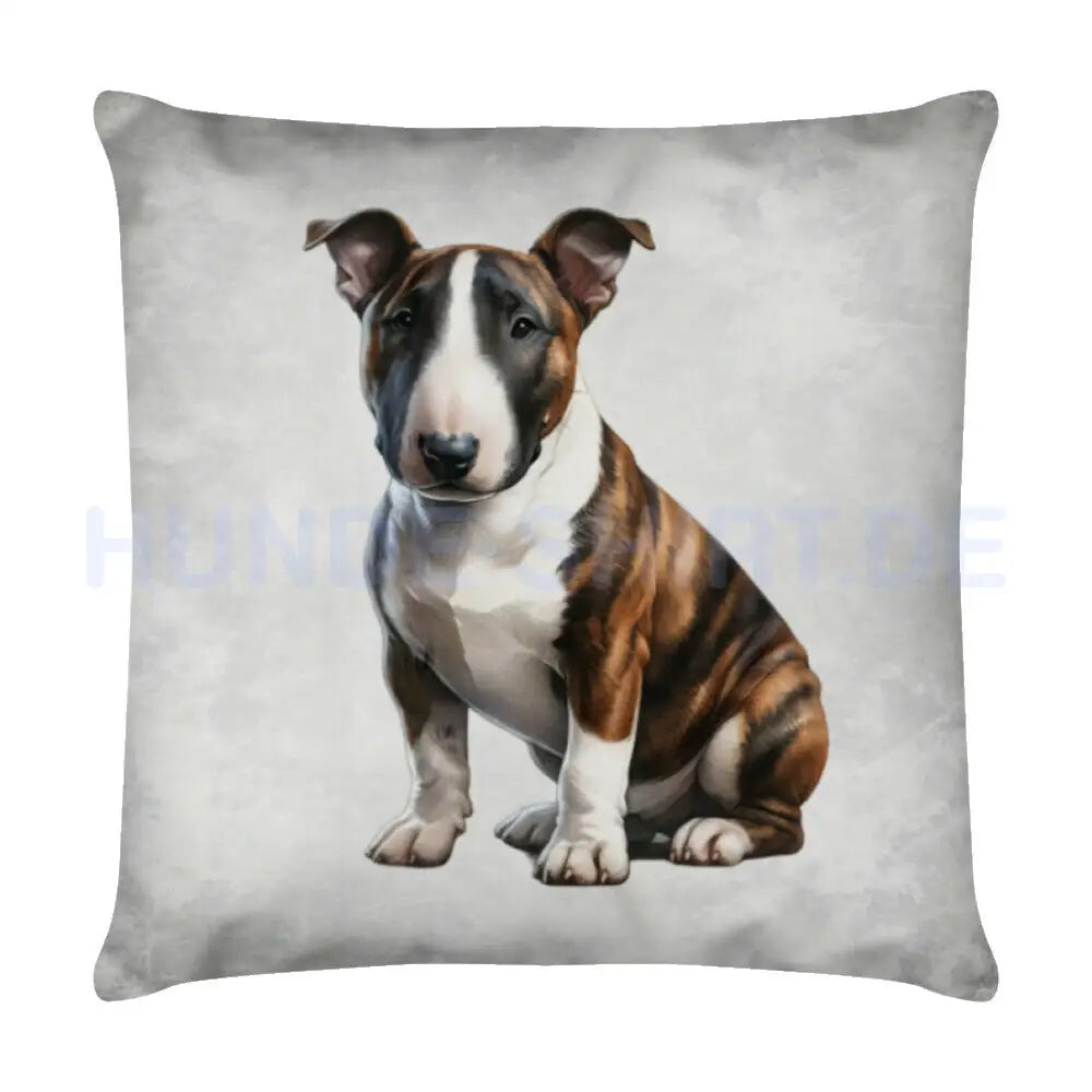 Kissen "Bullterrier - Puppy Portrait" Weiß – hunde-shirt.de