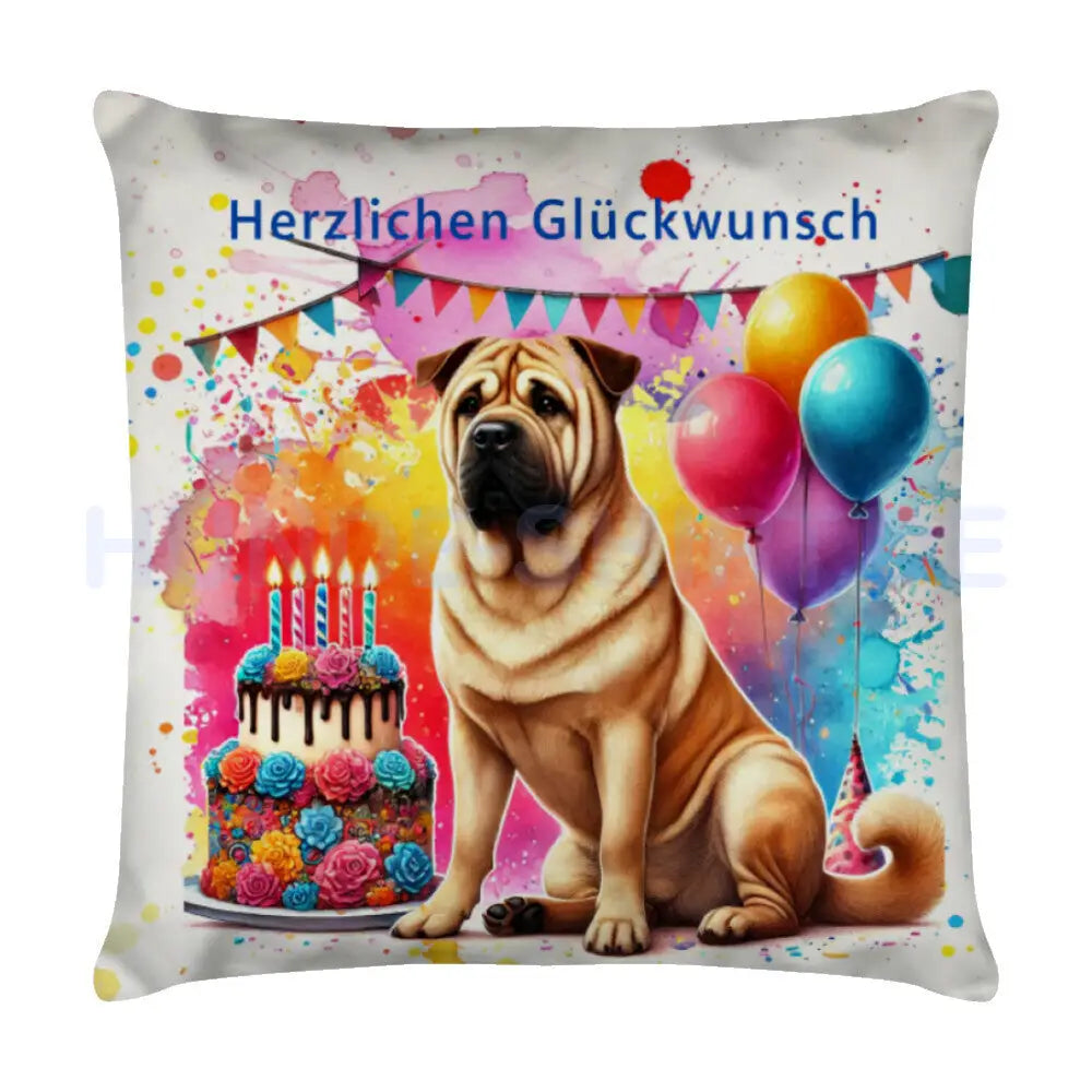 Kissen "Ca de Bou - Geburtstag" Weiß – hunde-shirt.de