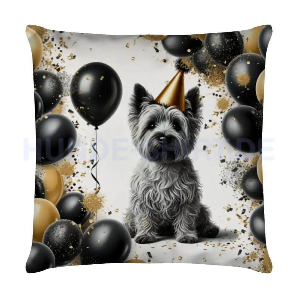 Kissen "Cairn Terrier - Geburtstag" Weiß – hunde-shirt.de