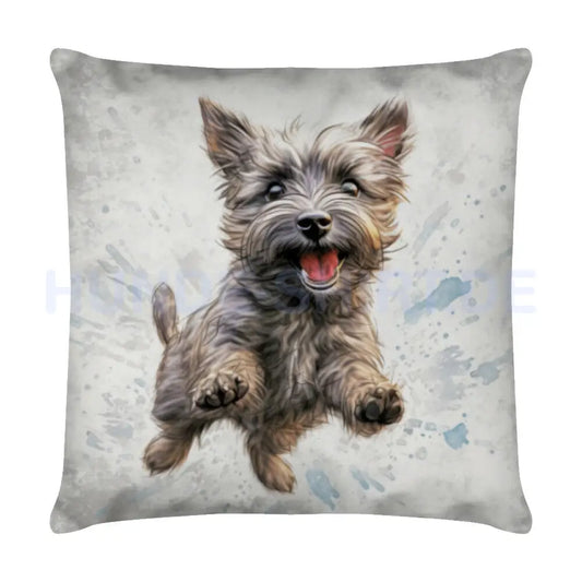 Kissen "Cairn Terrier - Jump" Weiß – hunde-shirt.de