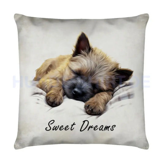 Kissen "Cairn Terrier - Sweet Dreams" Weiß – hunde-shirt.de