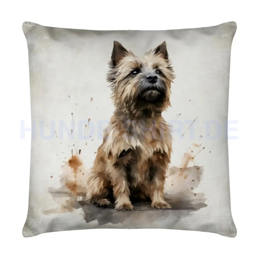 Kissen "Cairn Terrier - Warten" Weiß – hunde-shirt.de