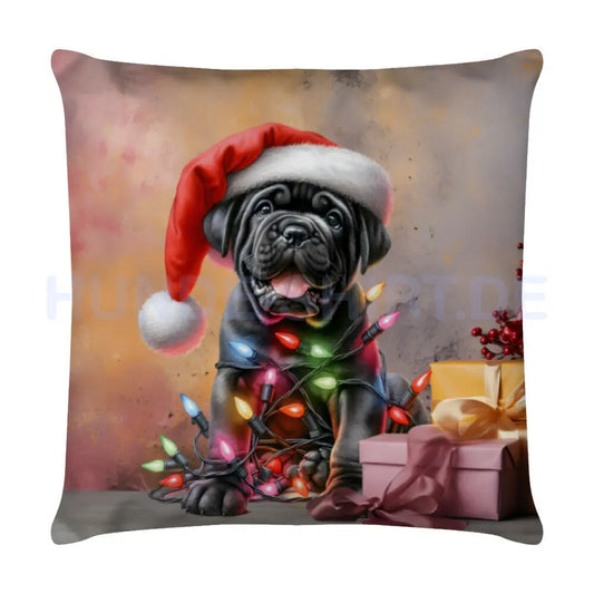 Kissen "Cane Corso - Funny Christmas" Weiß – hunde-shirt.de