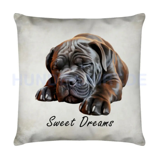 Kissen "Cane Corso - Sweet Dreams" Weiß – hunde-shirt.de