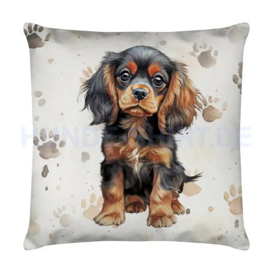 Kissen "Cavalier King Charles - Puppy ( dunkel )" Weiß – hunde-shirt.de