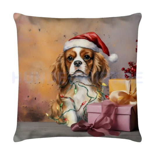 Kissen "Cavalier King Charles Spaniel - Weihnachten" Weiß – hunde-shirt.de