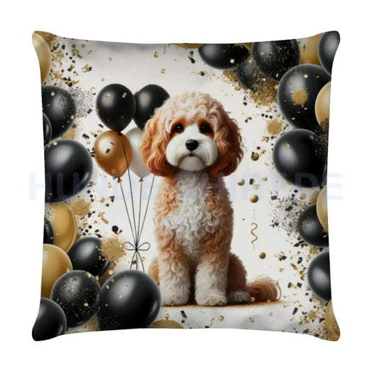 Kissen "Cavapoo - Geburtstag" Weiß – hunde-shirt.de