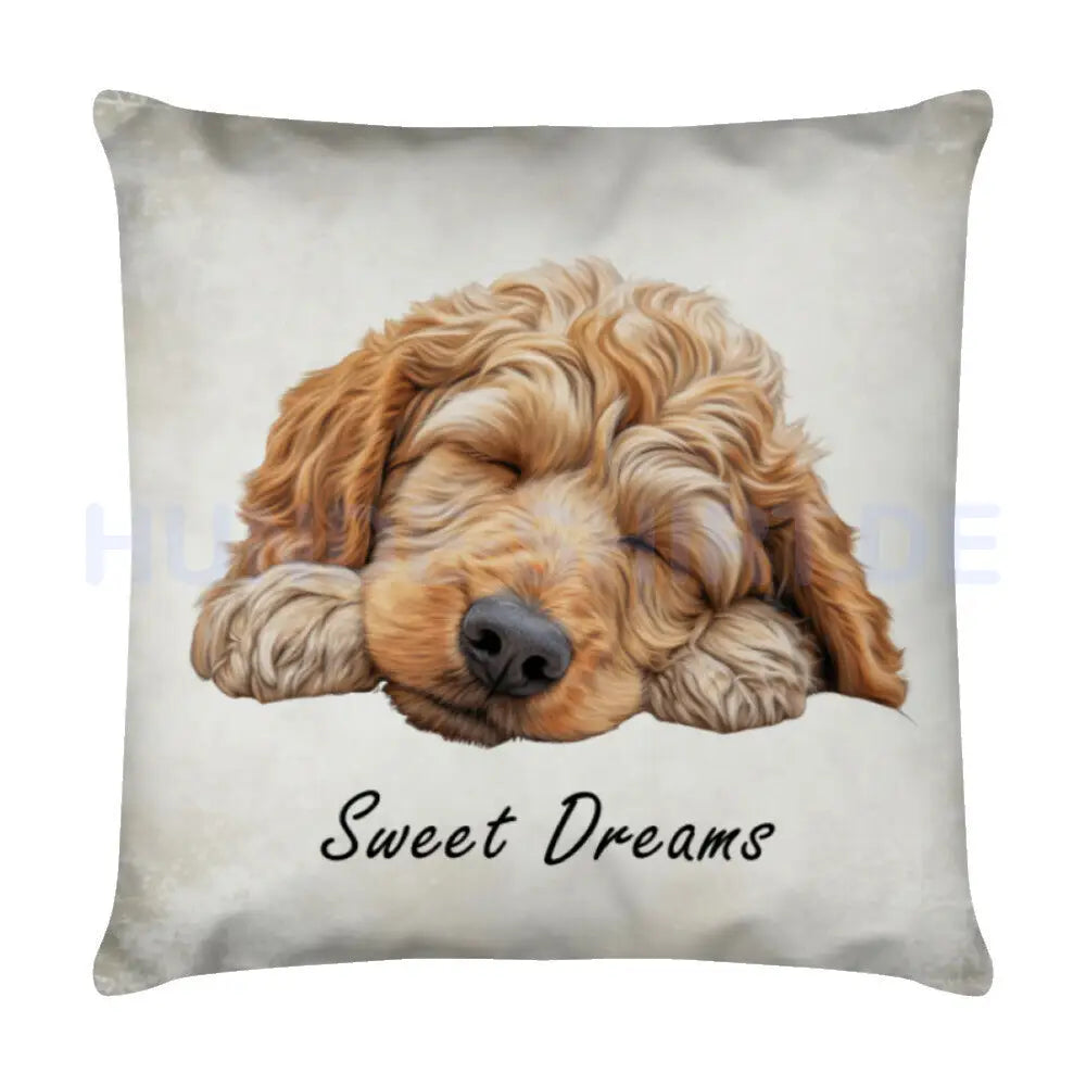 Kissen "Cavapoo - Sweet Dreams" Weiß – hunde-shirt.de