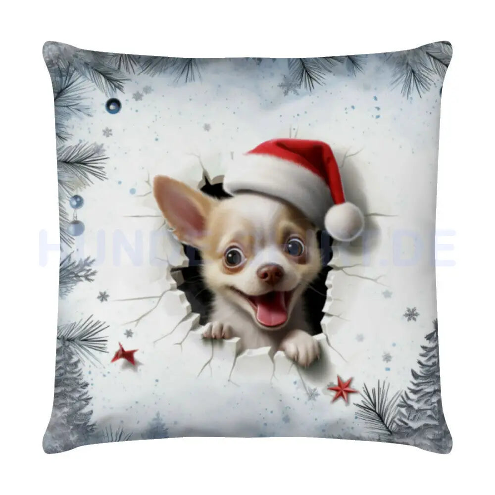 Kissen "Chihuahua - Christmas" Weiß – hunde-shirt.de