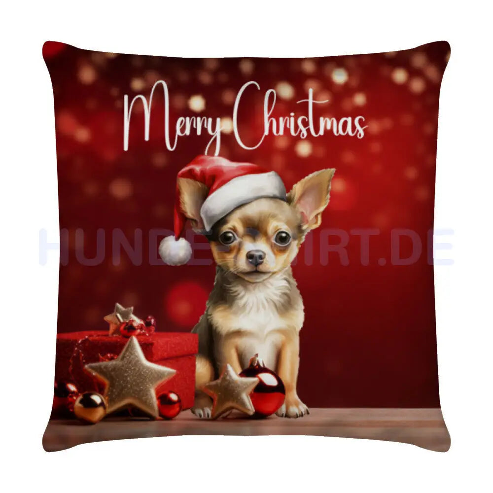 Kissen "Chihuahua - Merry Christmas" Weiß – hunde-shirt.de