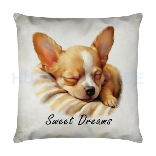 Kissen "Chihuahua - Sweet Dreams" Weiß – hunde-shirt.de