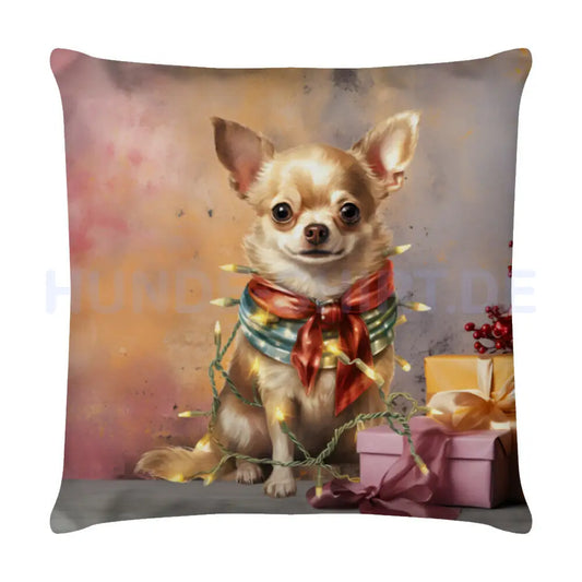 Kissen "Chihuahua - Weihnachten" Weiß – hunde-shirt.de