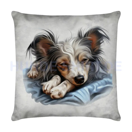 Kissen "Chinese Crested Dog - Kuscheln" Weiß – hunde-shirt.de