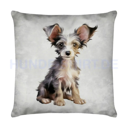 Kissen "Chinese Crested Dog - Puppy" Weiß – hunde-shirt.de