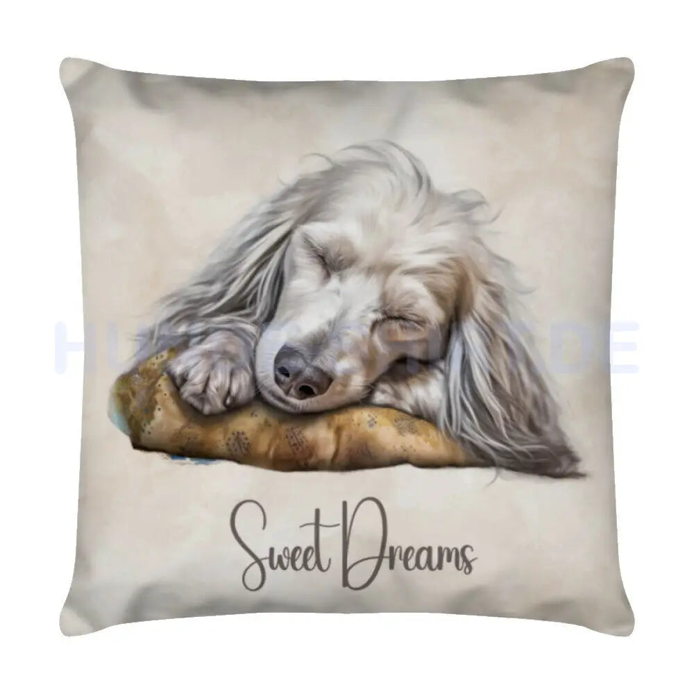 Kissen "Chinese Crested - Sweet Dreams 2" Weiß – hunde-shirt.de