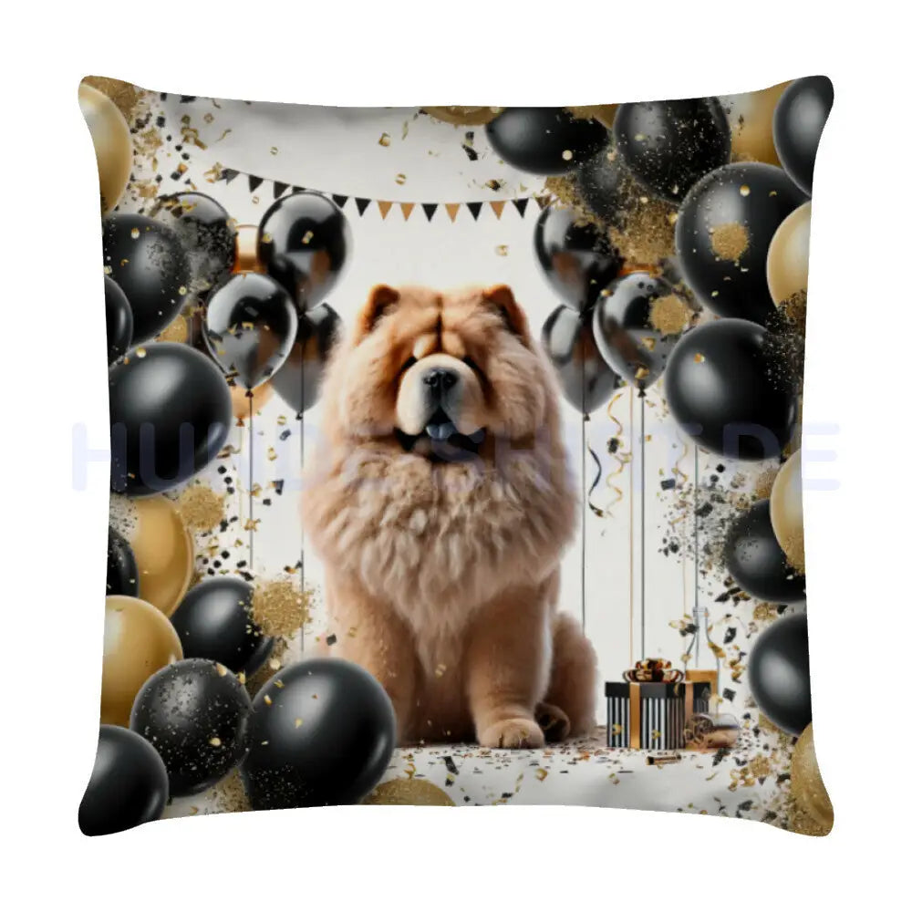 Kissen "Chow-Chow - Geburtstag" Weiß – hunde-shirt.de