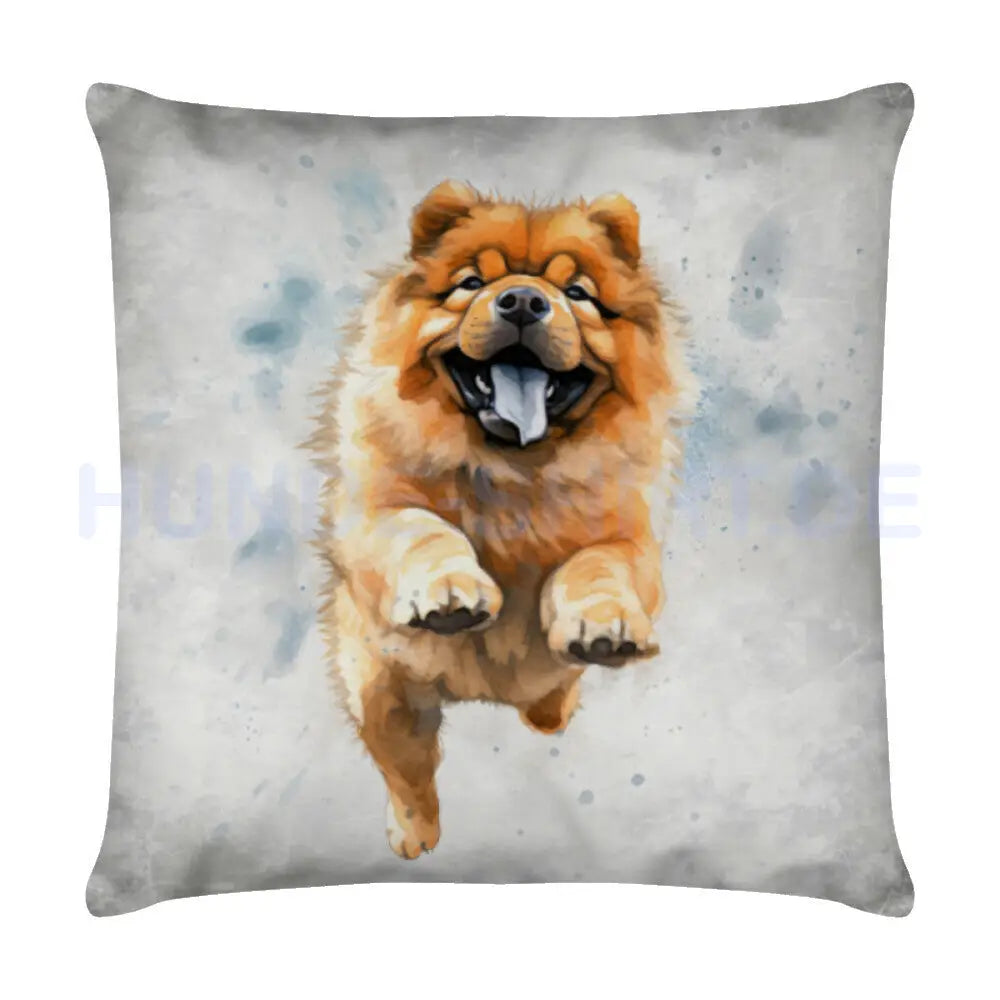 Kissen "Chow-Chow - Jump 2" Weiß – hunde-shirt.de