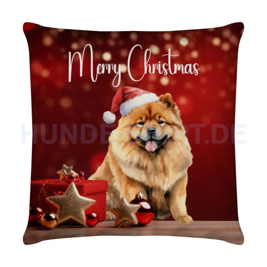 Kissen "Chow-Chow - Merry Christmas" Weiß – hunde-shirt.de