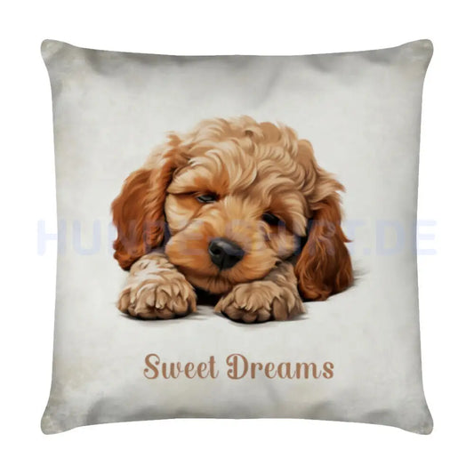 Kissen "Cockapoo - Sweet Dreams" Weiß – hunde-shirt.de